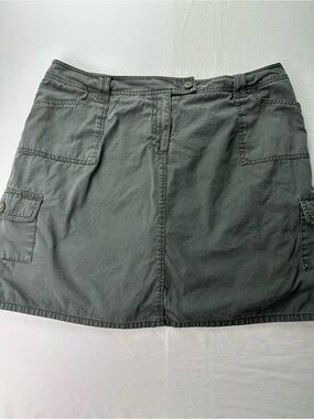 Vintage Y2K Olive Green Cargo Skort Mini Skirt Utility Gorpcore Summer Boho 16